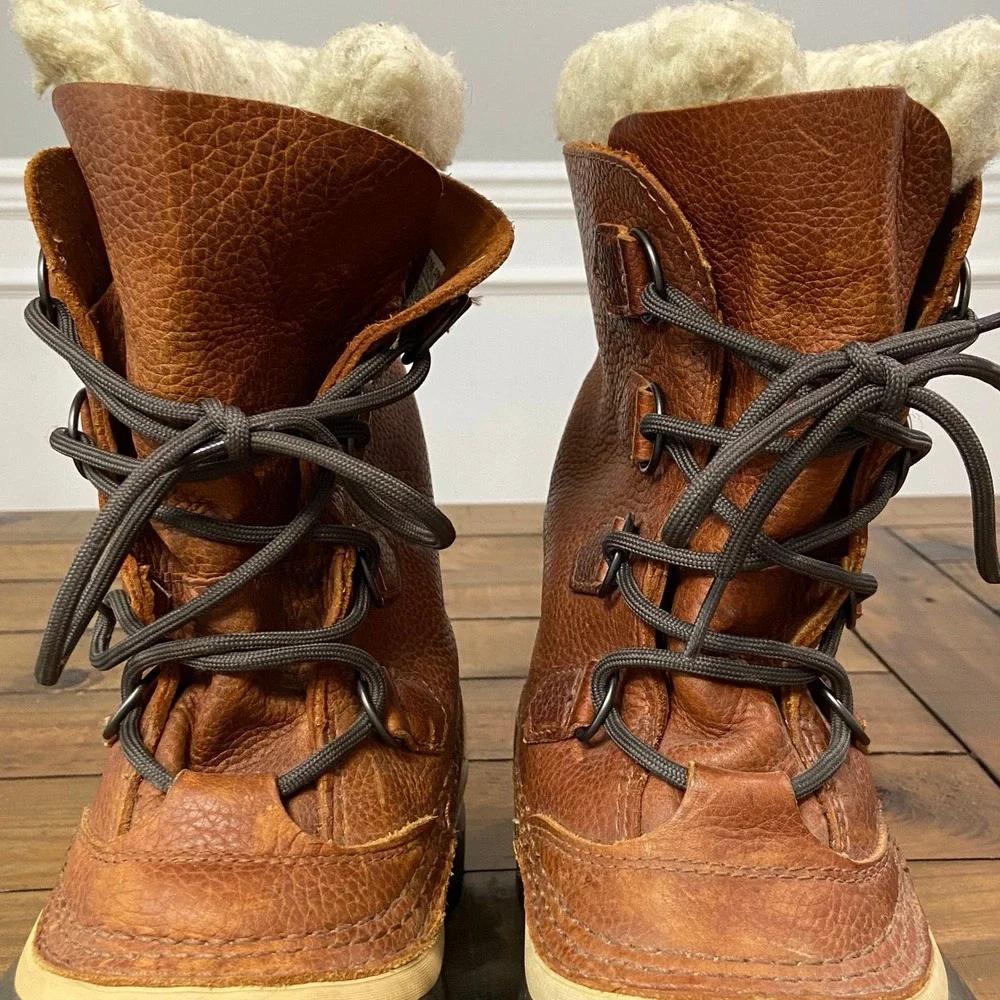 Sorel Caribou Mens Waterproof Winter Snow Boots Brown Leather NM1481-256 Size 11